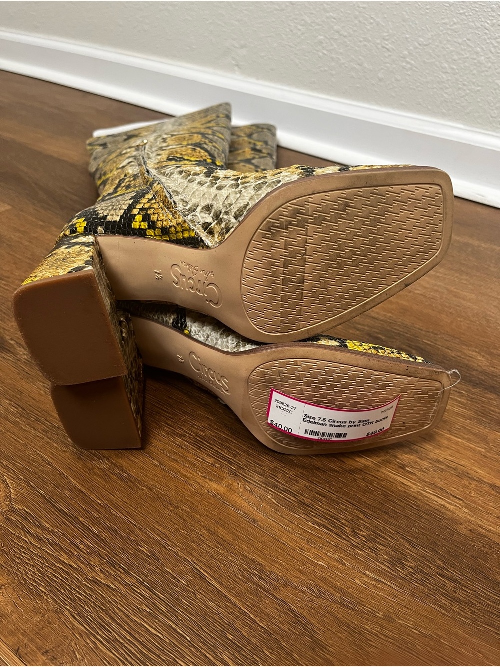 Circus by Sam Edelman Snake Print OTK Boots Size 7.5 - Picture 6 of 7